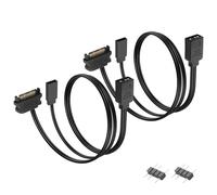 GINTOOYUN 2x15 broches SATA à RGB ventilateur cordon d'alimentation 15 broches SATA mâle+2 broches bouton de redémarrage mâle à 3 broches RGB femelle RGB ventilateur câble d'alimentation(12,72 pouces)