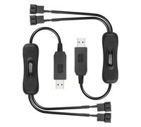 GINTOOYUN 2xUSB à 3/4 broches Boost 1 à 2 interrupteurs câble de ventilateur 5V à 12V USB-a mâle à double 3/4 broches mâle câble de ventilateur de châssis(16,38 pouces) (5V à 12V 4 aiguilles)