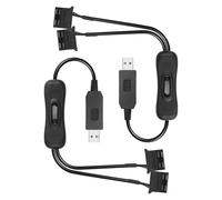 GINTOOYUN 2xUSB vers Grand 3/4 broches Boost 1 vers 2 commutateurs câble de ventilateur 5V à 12V USB-a mâle vers double grand 3/4 broches femelle câble de ventilateur de châssis(16,3pouces)