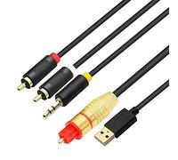 GINTOOYUN Câble audio coaxial numérique analogique USB,AUX SPDIF vers 3,5 mm + 2 prises RCA convertisseur pour TV,PS4,lecteur Blu-Ray,haut-parleur multimédia,1.5 Meters
