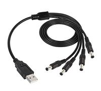 GINTOOYUN Câble d'alimentation USB vers DC 1 à 4 USB 2.0 mâle vers 4 DC 5,5 mm x 2,1 mm Câble d'extension pour Bandes Lumineuses LED, écrans, répartiteurs de concentrateur, routeurs, tablettes 70 cm