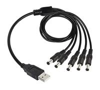 GINTOOYUN Câble d'alimentation USB vers DC 1 à 5 USB 2.0 mâle vers 5 DC 5,5 mm x 2,1 mm pour bandes lumineuses LED, écrans, répartiteurs de concentrateur, routeurs, haut-parleurs,tablettes 70 cm