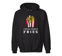 GINVIK I Speak French Fries Hoody Sweatershirt Black M