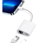 Giochem Adaptateur Lightning vers Ethernet, adaptateur réseau LAN Ethernet RJ45 2 en 1 avec port de charge pour téléphone, Pad 10/100 Mbps haute vitesse, Plug and Play