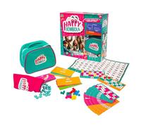 Giochi Preziosi Happy Tombola, Tombola Classique Renouvelée avec 100 récompenses amusantes déjà incluses, avec tableau, dossiers, numéros, tampons effaçables et carnet de prix, adaptée à tous les âges