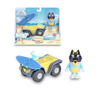 Bluey BLY62100 - Véhicules Beach Quad avec Figurine, Quad de Chien Bleu, Quad de Jouet avec Lunettes de Soleil Amusantes, Quad avec Planche de Surf, célébrité
