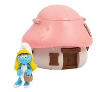 Giochi Preziosi Les Schtroumpfs - La Maison de Schtroumpfs avec Toit Rose à mécanisme Rechargeable à l'intérieur Schtroumpf de 5,5 cm, pour Enfants à partir de 3 Ans