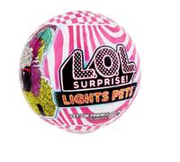 L.O.L. Surprise, Lights Pets - boule 9 dont 1 Pets 6cm, phosphorescent avec pelage, lampe lumière noire, Modèles aléatoires à collectionner. Piles incluses, jouet pour enfants dès 3 ans, LLUA6