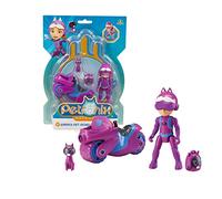 Giochi Preziosi Petronix Defender Emma et Kitt 10 Mission avec Moto et Sac à Dos Amovible Jouet, Personnage Action Figure 7 cm, Super-héros Transformable pour Enfants à partir de 3 Ans
