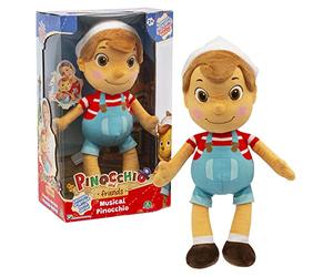Giochi Preziosi Pinocchio - Peluche Musicale de 36 cm avec Chapeau, il Suffit d'appuyer sur Le Ventre Qui se Sent la Signature de la série télévisée, pour Enfants à partir de 3 Ans, PNH10000