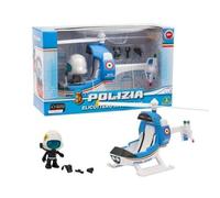 Giochi Preziosi Police - Hélicoptère De Police avec Livrée Original avec Personnage 7 CmArticulé avec Uniforme De Pilote De Police, Riche D'accessoires, pour Les Enfants De 4 Ans