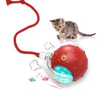 Giociv Jouets interactifs pour chat avec mouvement activé et grimace, roulant très rapidement sur le tapis Happy Party Game avec chatons - Rouge
