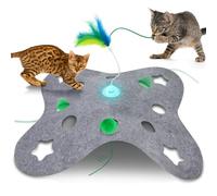 Giociv Jouets interactifs pour chats d'intérieur - Jouets d'exercice - Baguette à plumes - Base de gobelet - Mode d'activation tactile - Couverture en feutre P Boo - Jouet rechargeable