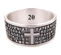 Gioielli Aurum - Bague homme femme en argent 925 Père Notre prière latine, bague religieuse garçon, bruni, fabriquée à la main, fabriquée en Italie, sans nickel hypoallergénique, taille italienne 20,