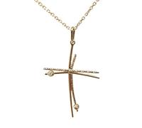 Gioielli Aurum Collier Croix en Or, Pendentif Croix avec Détails Tressés et Perles, Chaîne avec Boules