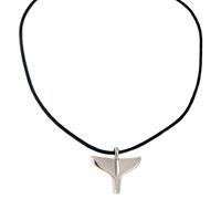 Gioielli Aurum - Collier unisexe avec pendentif queue de baleine en argent 925, cordon noir, style nautique