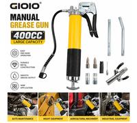 GIOIO 400CC : pistolet à graisse manuel, tuyau flexible, tubes d’extension et ensemble de raccords pour voitures, camions, utilisation agricole, construction et maintenance industrielle. 400CC