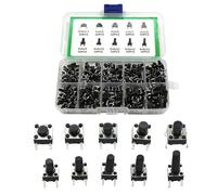 GIONAR 100PCS Bouton Poussoir Kit, Boutons poussoirs tactiles Micro, 6×6×4.3mm / 5mm / 6mm / 7mm / 8mm / 9mm / 10mm / 11mm / 12mm/13mm, 10 Valeurs Micro Interrupteur pour Produits électroniques