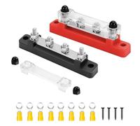 GIONAR 2Pcs Bornier 12V-48V DC Busbar150A, Bloc de Distribution D'alimentation avec 4 x M6 Boulons de Borne, avec 8 Borne de Connexion de Câblage, pour Voiture Camion Bateau (Rouge Noir)
