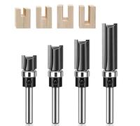 GIONAR 4Pcs Fraise Defonceuse 6mm, Fraise a Copier Carbure de Tungstène | 6mm Router Bit Set, Diamètre de roulement: 12.7 mm, Fraise Droite pour Bois/Panneaux MDF/Contreplaqué/Acrylique（Noir）