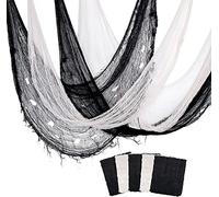 GIONAR 5PCS Halloween Décoration Gaze d'halloween Noir Tissu Effrayant Bizarre Halloween Party Props pour Fête des Maisons Hantées Portes d'Entrée à l'Extérieur