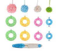GIONAR 9 Pièces Outils de Fabrication de Pompons, Pompom Maker Set, avec 8 Outils de tricotage et 1 Ciseaux, 4 Tailles (3.5/5.5/7 Et 9 Cm), Pom Pom Kit pour Pompons Loisirs Creatifs