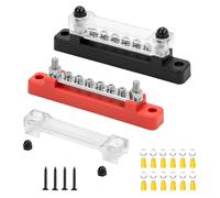 GIONAR Bloc de Distribution D'alimentation 12V-48V DC Bornier Electrique Barres de Distribution d'Énergie 150A avec 6 x M4 Boulons de Borne pour Voiture Camion Bateau 2 Pièces (Rouge Noir)