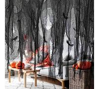 GIONAR Décorations d'halloween Tissu Effrayant d'halloween Noir Tissu Effrayant Bizarre Halloween Party Props pour Fête des Maisons Hantées Portes d'Entrée à l'Extérieur 500x100cm