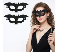 GIONAR Lot de 2 masques chauve-souris pour Halloween - Noir - Masque | Costume de vampire pour homme et femme, costume de chauve-souris pour carnaval, cosplay, balles, demi-masque en feutre