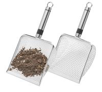 GIONAR Lot de 2 tamis de jardin en acier inoxydable - Tamis de jardin - Tamis à compost avec poignée - Tamis à sable, tamis à terre, tamis à sable (maille 3,8/5 mm)