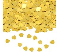 GIONAR Lot de 4 000 confettis de table dorés en forme de cœur en feuille métallique pailletée - Décorations de table pour mariage, fiançailles, Saint-Valentin, fête prénuptiale