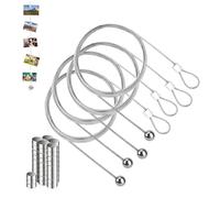 GIONAR Lot de 4 câbles pour photos, avec aimants, corde pour photo, avec 48 pinces aimantées à bouton, corde pour accrocher des cartes postales photo (2 m x 1,5 mm)