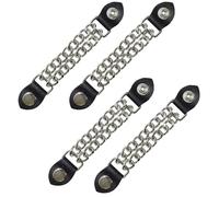 GIONAR Lot de 4 Extensions de Gilet de Moto - Boucle et Accessoires en Alliage - Extenseurs de Veste Avec Double Chaîne en Fer pour Gilet en Cuir
