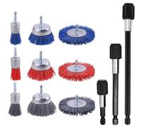 GIONAR Lot de 9 embouts de ponçage pour perceuse, brosse en nylon avec tige hexagonale de 1/4", brosses à pot, fil de ponçage, rouille efficace, corrosion et élimination de la peinture pour visseuse