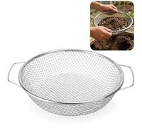GIONAR Tamis de jardin en acier inoxydable avec poignée de 30 cm | Tamis à compost rond en métal pour sable, graines, terre, compost, pierres, mauvaises herbes, gravier (maille de 6 mm)
