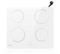 GIONIEN Plaque à Induction 4 Foyers 60cm Blanc,16Amp Plaque à Induction Encastrable,Table de cuisson électrique intégrée avec zone de pont, Table de cuisson,2800W