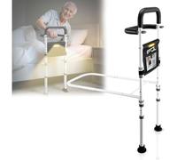 GIOPSQ Barre de Lit pour Personnes Âgées - Poignée Ajustable avec Grip Antidérapant, Sac de Rangement, Barrière d’Aide au Lit, Supporte Jusqu’à 136KG, Installation Facile barre appui lit/A/42.5X31X9.5