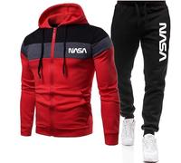 GIOPSQ Ensemble de survêtement pour hommes Jogging Suit NASA Hooded Zip Jacket + Pants sportswear Joggeurs/D/L