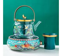 GIOPSQ Service à thé avec poêle électrique en céramique,théière en verre avec poignée,ensemble chauffe thé automatique pour thé blanc,style chinois moderne luxe infusion/C/35x35x15cm1000ml
