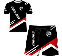 GIOPSQ T-shirt pour homme Shorts Ensemble de survêtement can-am Impression 3D Ensemble de deux pièces T-shirt à manches courtes Pantalon Survêtement respirante/D/XXL