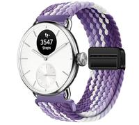 GIOPUEY 18mm Bracelet Magnétique Compatible avec Withings ScanWatch 2 38mm/Nova Brilliant 39mm/ScanWatch Light, Sangle tressée en Nylon Doux [Unisexe] - Purple/White