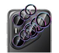 GIOPUEY 2 pièces Caméra Arrière Protecteur Compatible avec Huawei Pura 80 Ultra, [Protection Complète][Double Protection] Metal + Verre Trempé, Verre Trempé Camera - Colorful