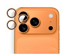 GIOPUEY 2 pièces Caméra Arrière Protecteur Compatible avec iPhone 17 Pro/17 Pro Max, [Protection Complète][Double Protection] Metal + Verre Trempé, Verre Trempé Camera - Orange