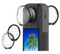 GIOPUEY 2 Pièces Protège-objectifs Compatible avec Insta360 X5, Premium HD Verre Trempé Capuchon de lentille Lens Guards - Black