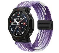 GIOPUEY 22mm 20mm Bracelet Magnétique Compatible avec Amazfit T-Rex 3 Pro 48mm/T-Rex 3 Pro 44mm, Sangle tressée en Nylon Doux [Unisexe] - Purple/White