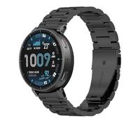 GIOPUEY 22mm Bracelet Compatible avec Amazfit Active Max, Acier Inoxydable Sangle Bracelet [Résistant à l'usure] - Black