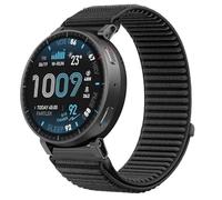 GIOPUEY 22mm Bracelet Compatible avec Amazfit Active Max, Nylon Réglable Boucle Nylon Respirant Sport Loop Bracelet Extérieur Strap Band - Black