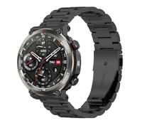 GIOPUEY 22mm Bracelet Compatible avec Blackview W50 Pro/W90 Pro, Acier Inoxydable Sangle Bracelet [Résistant à l'usure] - Black