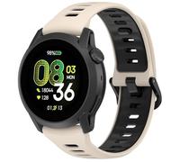 GIOPUEY 22mm Bracelet Compatible avec COROS Pace 4/Apex 4 42mm/Pace3/Pace-Pro/Apex Pro/2 Pro, Souple TPU Sangle Bracelet [Conception de Couleur d'épissage] - Beige/Black