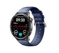 GIOPUEY 22mm Bracelet Compatible avec Realme Watch 5/S2/S/S Pro/Watch 3/3 Pro/2/2 Pro, Cuir véritable Sangle Montre Bracelet [Résistant à l'usure] [Respirant] - Navy Blue